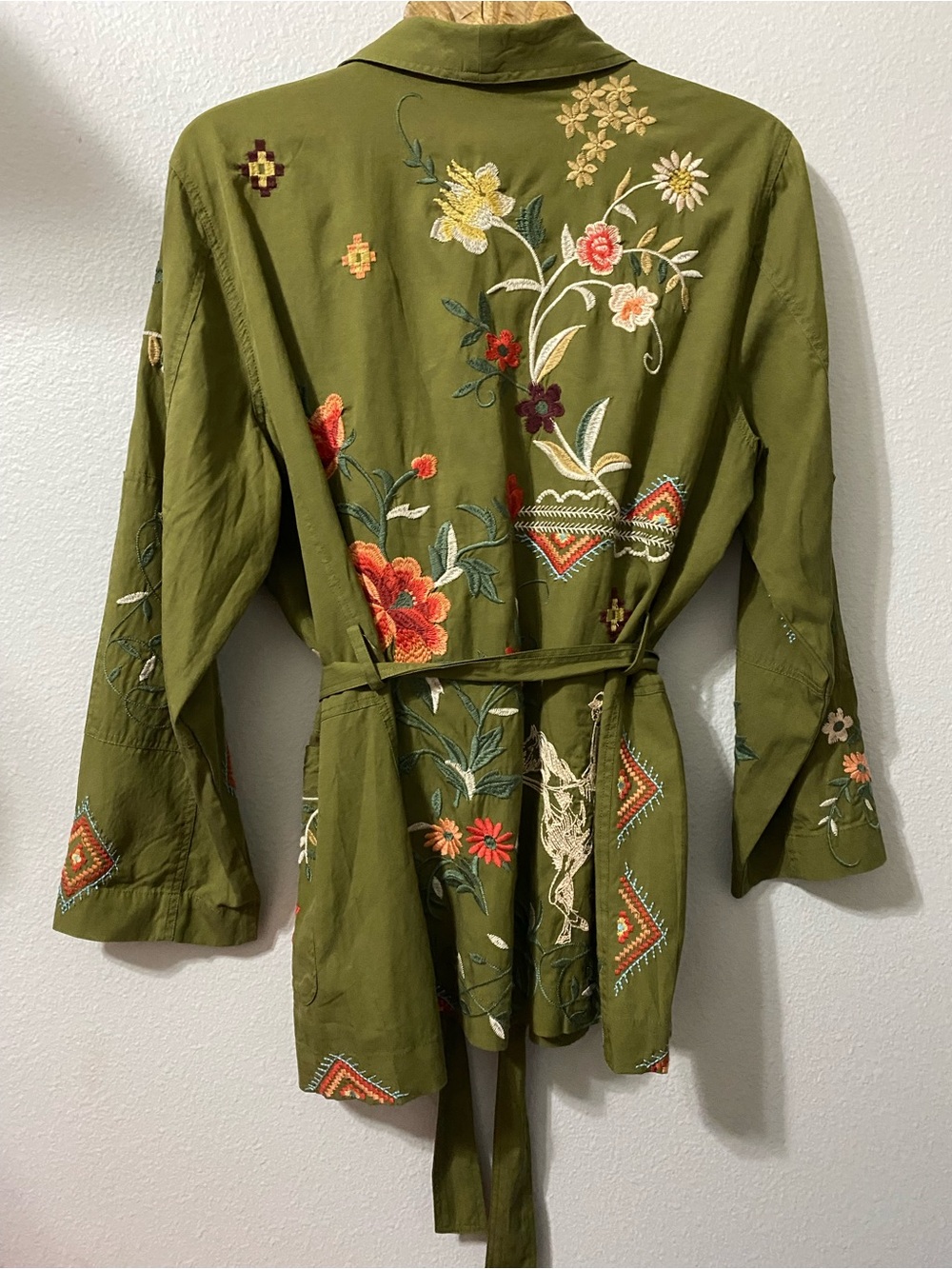 Johnny Was Olive Green Embroidered Floral Jacket - Picture 2 of 6